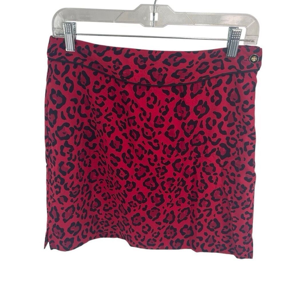 EP Pro Women's Leopard Print Golf Tennis Mini Skort Red Black Size 6